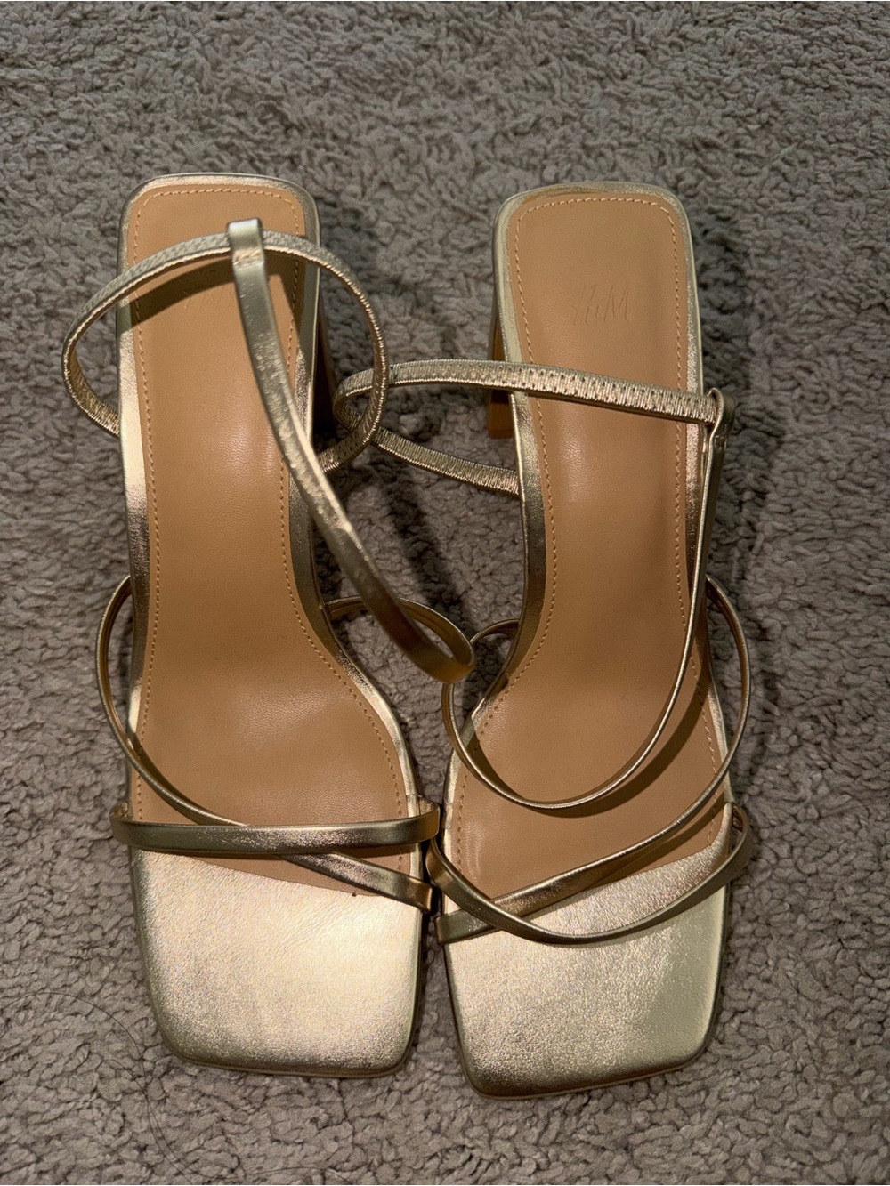 H&M Metallic Gold Strappy Heeled Sandals